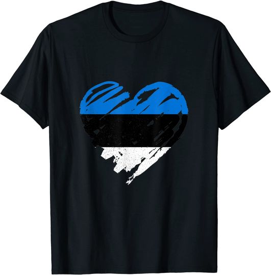 Funny Estonia Heart Flag T-Shirt