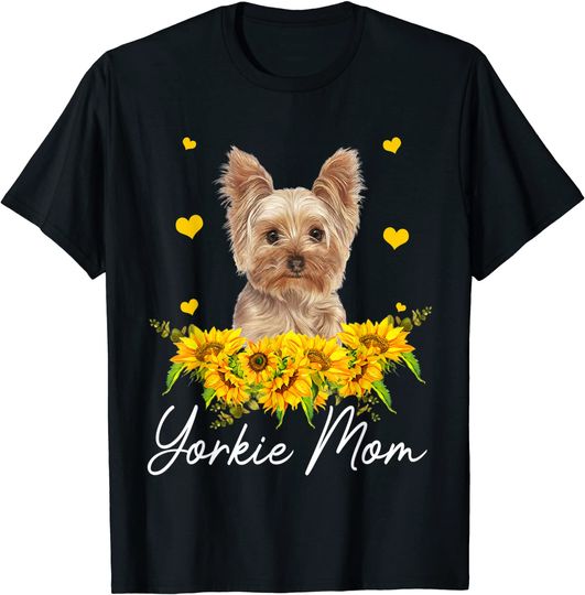 Sunflower Yorkie Mom Dog Lover Gifts T-Shirt