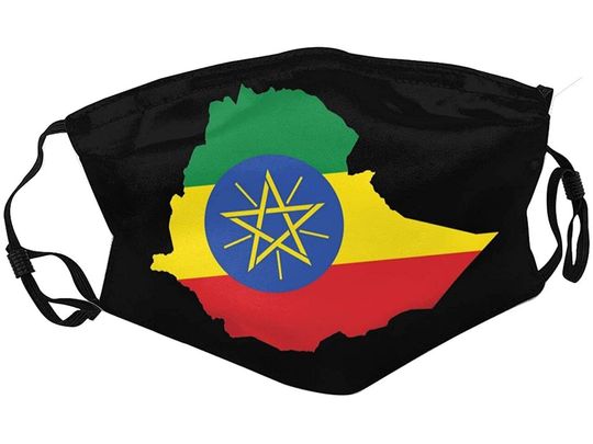 Ethiopia Map On Ethiopia Flag Adult Face Mask