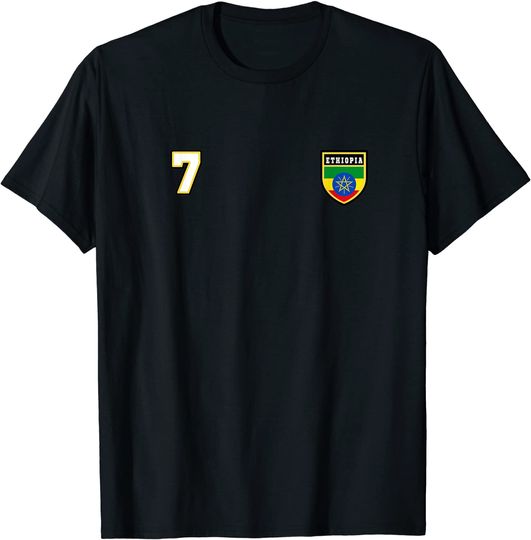 Ethiopia Number 7 Soccer Flag Football T-Shirt