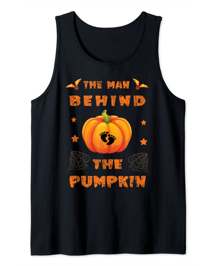 The Man Behind The Pumpkin Halloween Pregnancy Tank Top