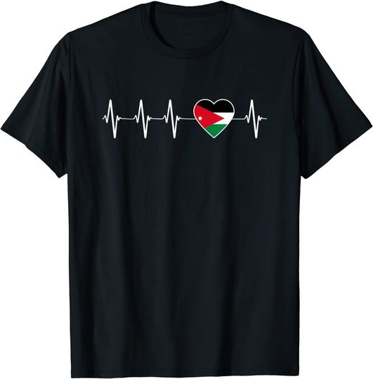 Jordanian Heartbeat I Love Jordan Flag Country T Shirt