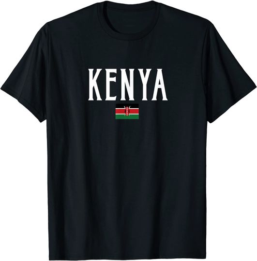 Kenya Flag Vintage White Text T Shirt