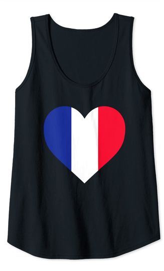 French Flag Heart France Nationale Bastille Day 14 July Tank Top