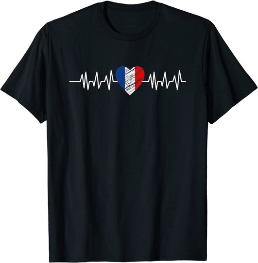 France Heartbeat Pulse France Flag I Love France T-Shirt