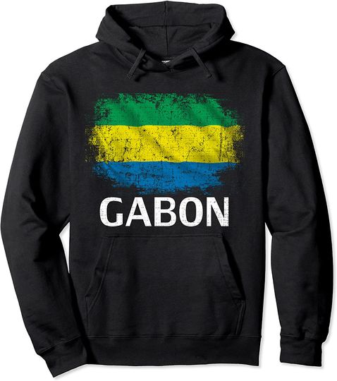 Vintage Gabon Flag Gift Pullover Hoodie