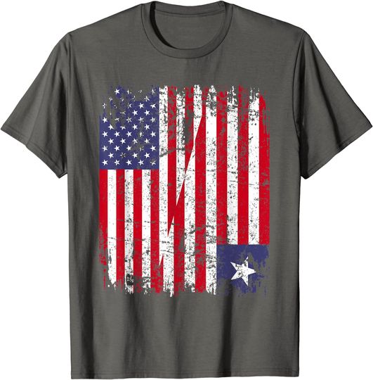 Liberia Roots Half American Flag T Shirt