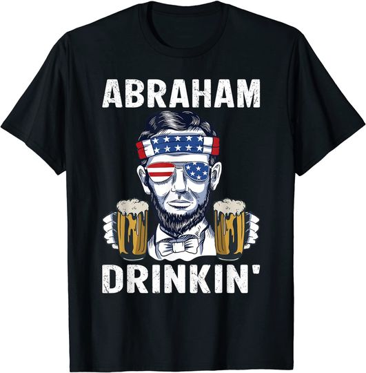 Abraham Drinkin Lincoln Retro USA Flag T-Shirt