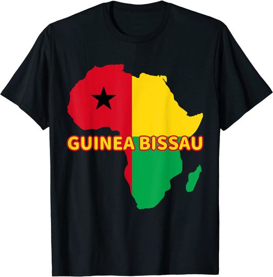 Guinea-Bissau Bissau-Guinean Pride Flag Map Africa Print T-Shirt