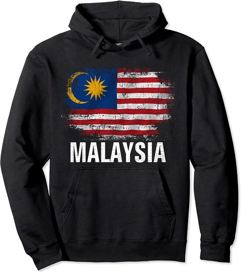 Vintage Malaysia Flag For Gift Pullover Hoodie
