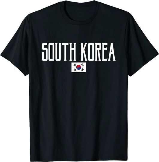 South Korea Flag Vintage White Text T-Shirt