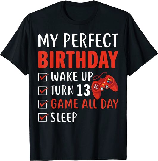 13th Perfect Birthday Gaming 13 Years Old Gamer T Shirt