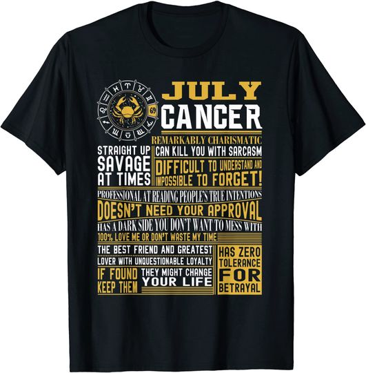 Best Born in July Cancer Facts T Shirt