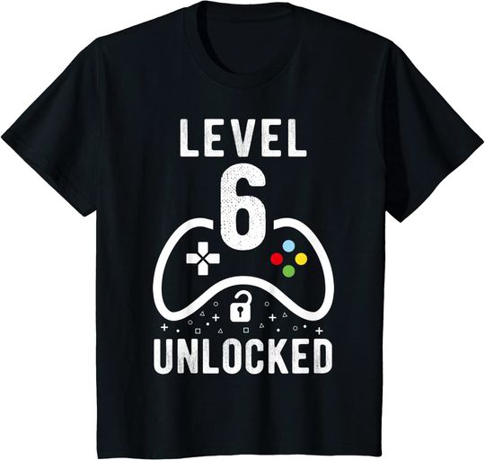 Kids Level 6 Unlocked Video Game 6th Birthday T Shirt
