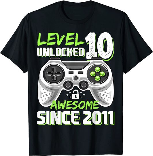 Level 10 Unlocked Awesome 2011 Video Game 10th Birthday T Shirt