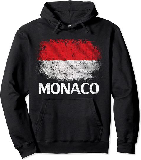 Vintage Monaco Flag Gift Pullover Hoodie