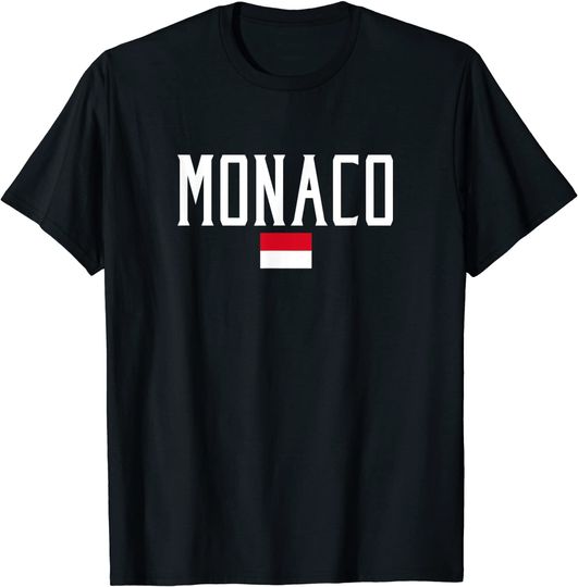 Monaco Flag Vintage White Text T-Shirt