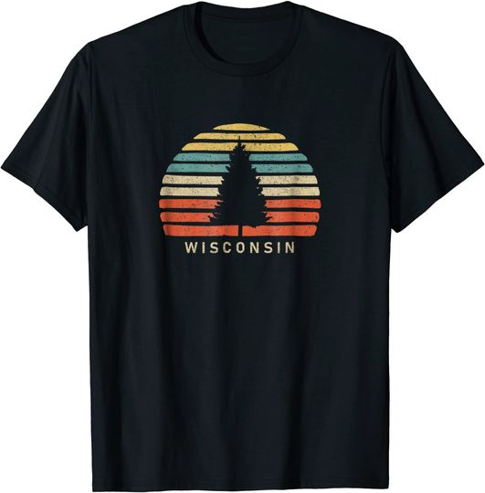 Retro Sunset Wisconsin T Shirt