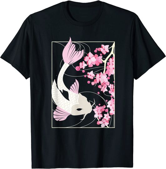 Vintage Cherry Blossom I Japanese Fish I Koi Carp T-Shirt
