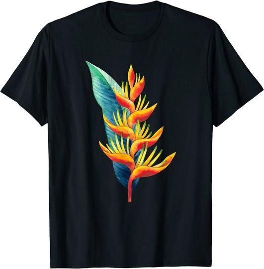 Watercolor Heliconia Flower - Exotic Tropical Floral T-Shirt