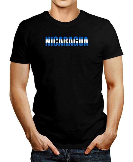 Idakoos Nicaragua Flag Font T-Shirt
