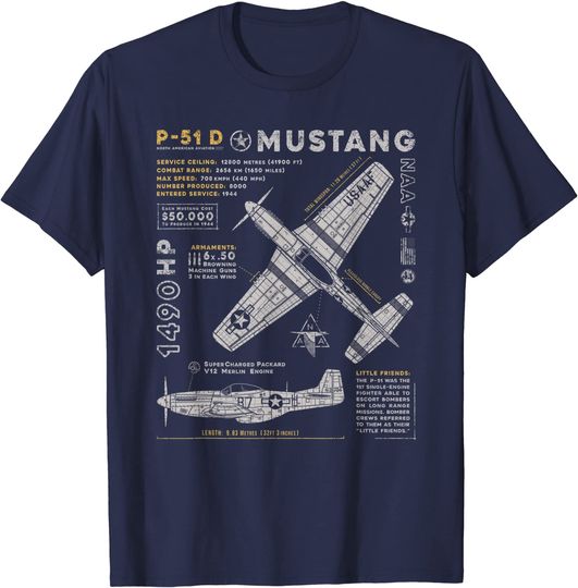 P-51 Mustang North American Aviation Vintage Fighter PlaneT Shirt