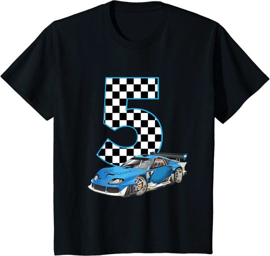 Kids 5th Birthday Racing Car 5 Year Old T Shirt