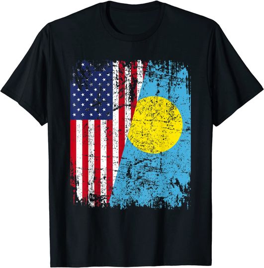 PALAUAN ROOTS | Half American Flag | USA PALAU FLAG T Shirt