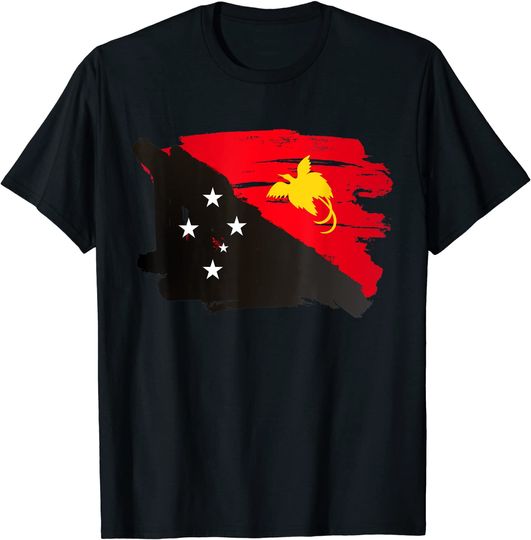 Papua New Guinea Flag Paint Style T Shirt