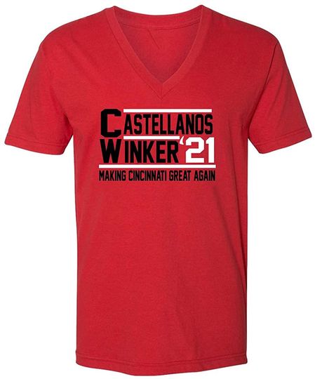 Mens V Neck Reds Winker Castellanos 2021 T-Shirt