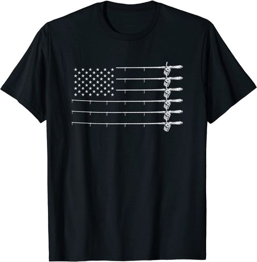 Fishing Hunting | Patriotic American Flag Fishing Poles T-Shirt