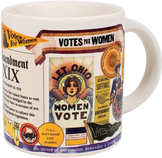 19th Amendment Mug - Featuring Original Political Banners and the Full Amendment - Comes in a Fun Gift Box