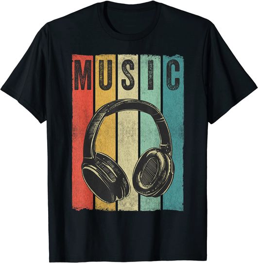 Electronic Music Lover DJ Gift Vintage Retro Headphones T-Shirt