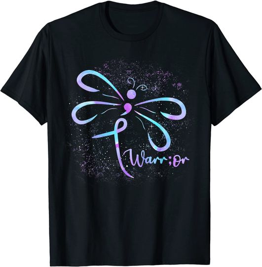 Suicide Prevention Awareness Dragonfly Semicolon T-Shirt