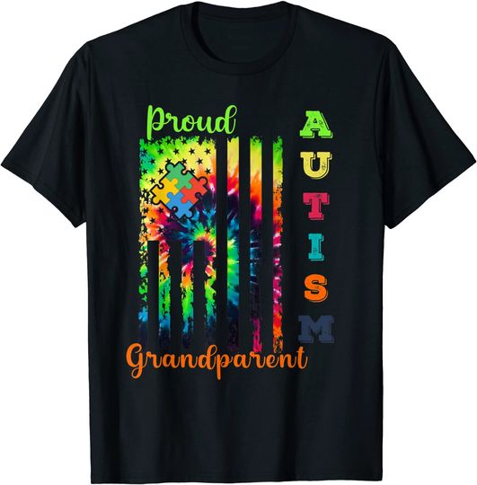 Proud Autism Grandparent Tie-Dye Awareness Warrior T-Shirt