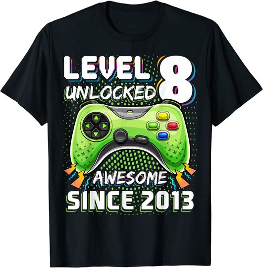 Level 8 Unlocked Awesome Video Game Gift T-Shirt