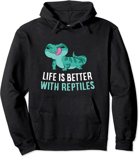 Life Is Better With Reptiles Bearded Dragon Lizards Reptiles Pullover Hoodie