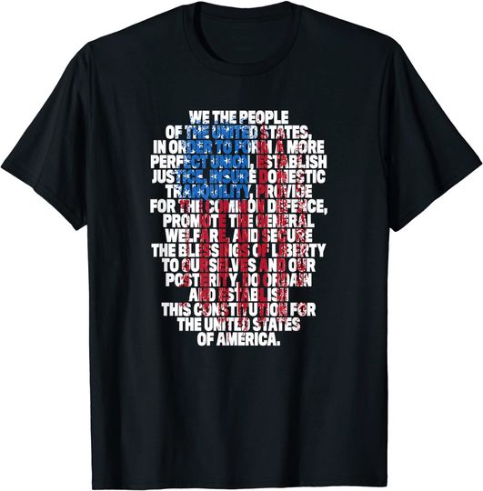 US Constitution We The People With Vintage Flag T Shirt