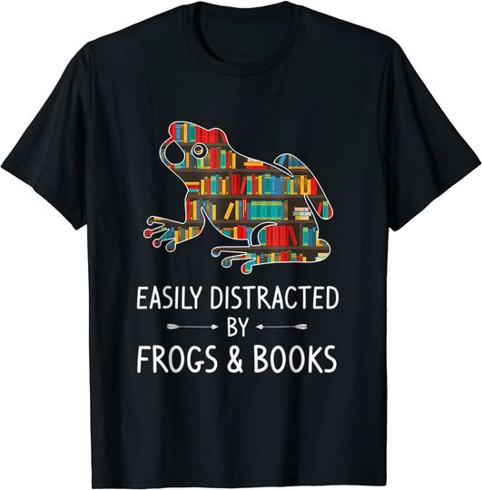 Easily Distracted By Frogs Books Toad Animals Amphibians T-Shirt