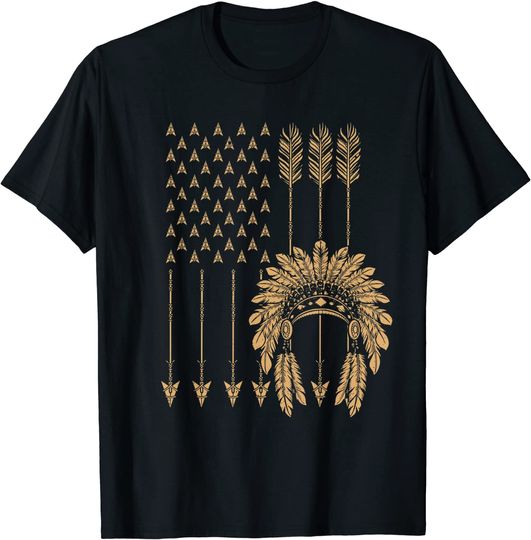 Funny Native American Flag Gift Cool USA Tribe Patriotic T-Shirt