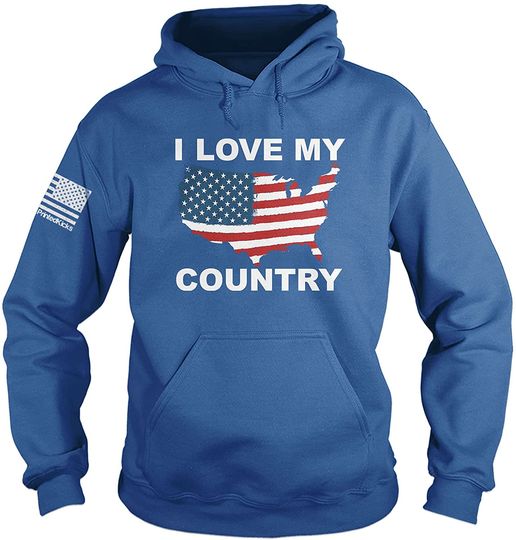 Printed Kicks I love my Country Hoodie Proud American Patriotic USA Flag Hooded Sweatshirt