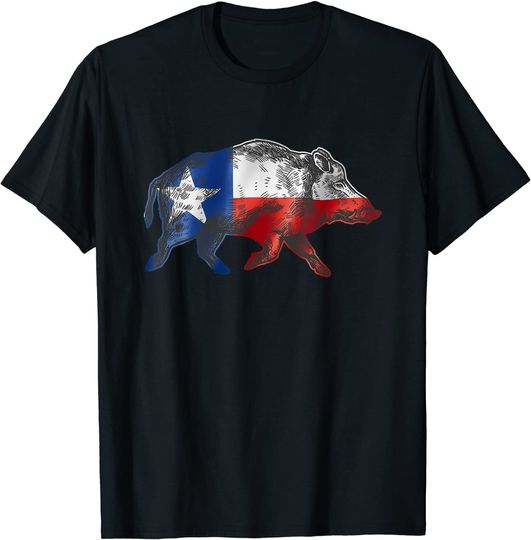 Texas Flag Feral Hog wild Pig Hunting T-Shirt