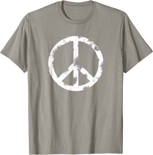 Distressed Hippie Peace Sign White Vintage Hippy T Shirt