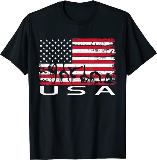 Gymnastic USA Vintage American Flag T Shirt