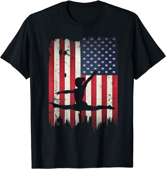 Gymnastics USA American Flag Gymnast Patriotic T Shirt