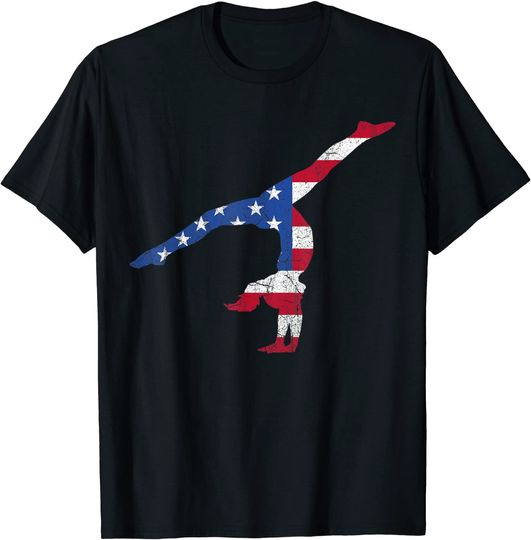 Patriotic Sports American USA Flag Gymnastics T Shirt