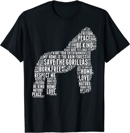 Save The Gorillas Animals Love Extinct Endangered T Shirt