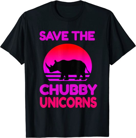 Save The Chubby Unicorns Retro Style Rhino T Shirt