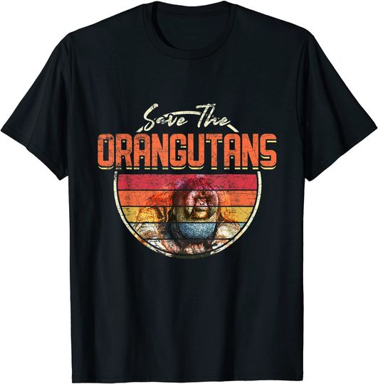 Save The Orangutans Endangered Wildlife Vintage Retro T Shirt