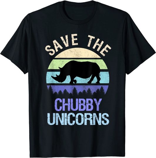 Vintage Sunset Save The Chubby Unicorns Fat Rhino T Shirt
